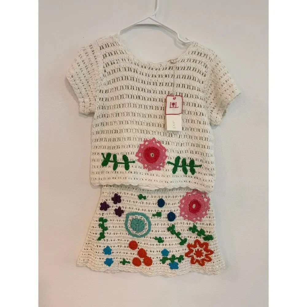 Love The Label Crochet Floral Two-Piece Set – Size Small – NWT
